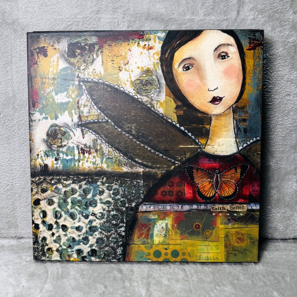 Kelly Rae Roberts Demdaco Mixed Media Faith Free Wall Art Set 2 Butterfly Angel - Picture 5 of 13